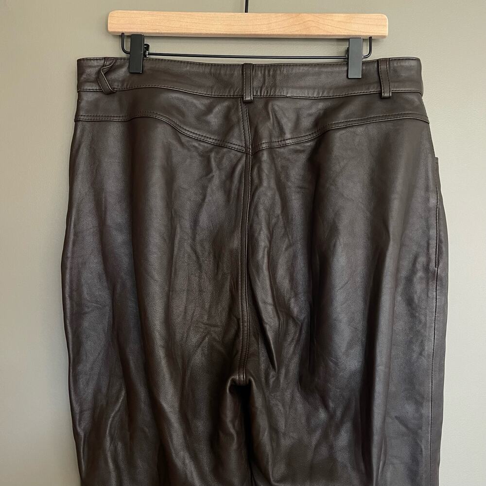LPA Leather Pant 417 in Brown‎ Size XL High Waist Straight Leg 100% Leather Sexy - Picture 11 of 16